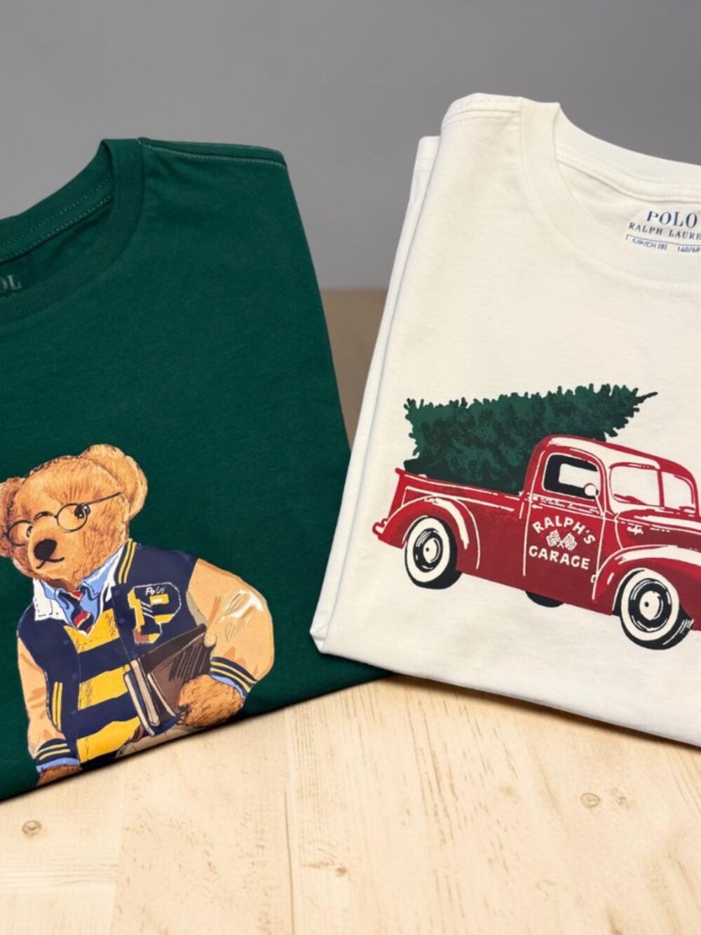 Bundle of 2 Ralph Lauren Boys Graphic Tee Bundle Polo Bear + Truck Size 8 NWT